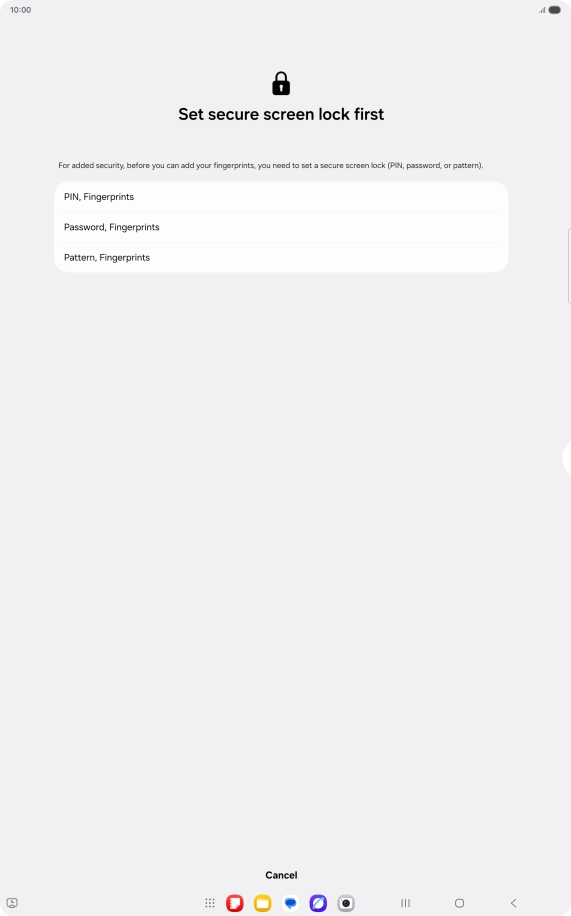 Press the required lock code and follow the instructions on the screen to create an additional lock code.