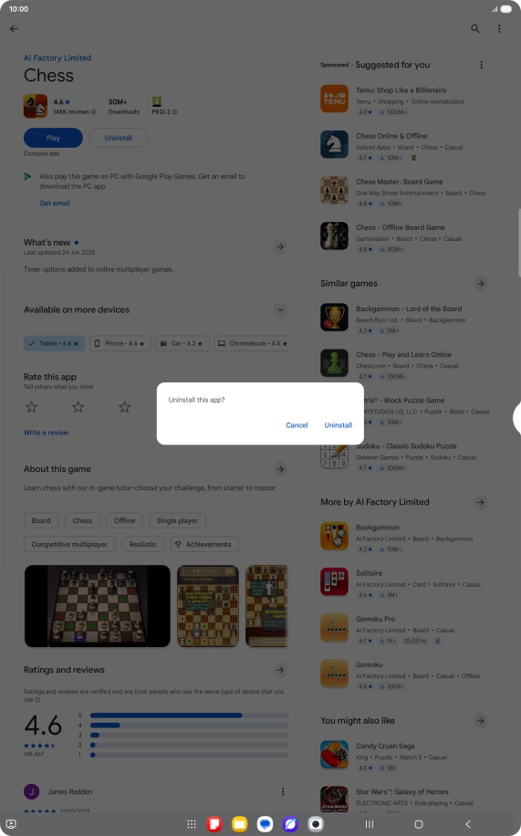 Press Uninstall.