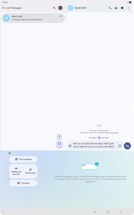 To check your text for grammatical and spelling errors, press Spelling and grammar and follow the instructions on the screen to use the function.