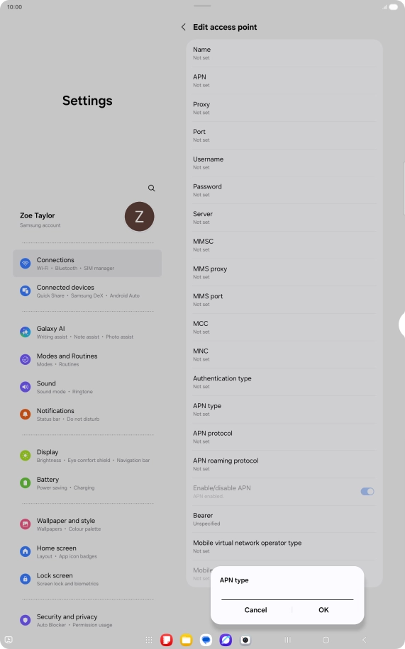 Key in default and press OK.