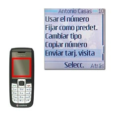 Vaya a Enviar tarj. visita y pulse la tecla de navegación.