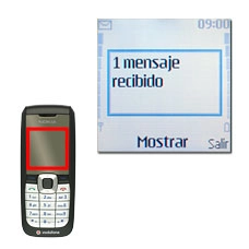 La pantalla muestra 1 mensaje recibido.