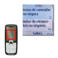 Elija Aviso de conexión no segura o Aviso de elementos no seguros y pulse la tecla de navegación.