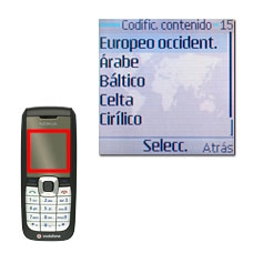 Elija el alfabeto deseado (por ejemplo, Europeo occident.) y pulse la tecla de navegación.
