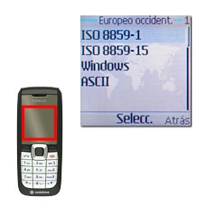 Elija el conjunto de caracteres deseado (por ejemplo, ISO 8859-1) y pulse la tecla de navegación.