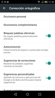 Pulsa Sugerencias de correcciones hasta que aparezca en la pantalla que la función está activada.