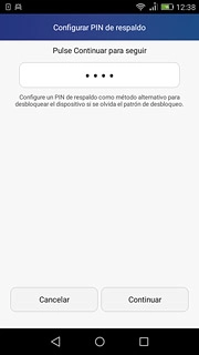 Introduce un código PIN de cuatro cifras y pulsa Continuar.