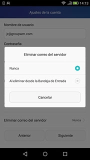 Pulsa Nunca o Al eliminar desde la Bandeja de Entrada.