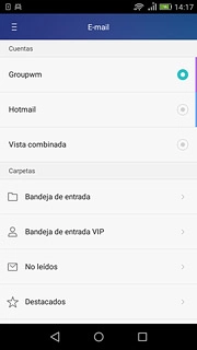 Desliza el dedo hacia la derecha desde la parte izquierda de la pantalla.Pulsa la cuenta de correo electrónico deseada.