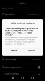 Si activas la información de la posición GPS:Pulsa Habilitar.