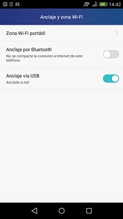 Pulsa Anclaje vía USB hasta que aparezca en la pantalla que la función está activada.