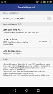 Pulsa Configurar zona Wi-Fi.Introduce el nombre deseado de la conexión wifi.