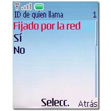 Elija Fijado por la red, Sí o No y pulse la tecla de navegación.