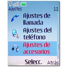 Vaya a Ajustes de accesorios y pulse la tecla de navegación.