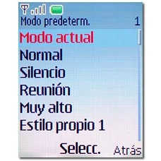 Elija Modo actual o el modo deseado y pulse la tecla de navegación.