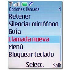 Vaya a Llamada nueva y pulse la tecla de navegación.