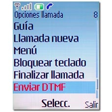 Vaya a Enviar DTMF y pulse la tecla de navegación.