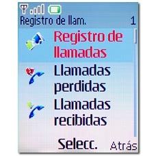 Elija una de las listas de llamadas siguientes:Registro de llamadas