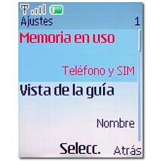 Vaya a Memoria en uso y pulse la tecla de navegación.