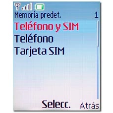 Elija Teléfono y SIM, Teléfono o Tarjeta SIM y pulse la tecla de navegación.
