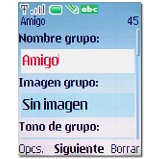Vaya a Nombre grupo y pulse Borrar para borrar posibles datos introducidos anteriormente.