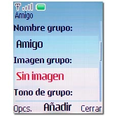 Vaya a Imagen grupo y pulse la tecla de navegación.