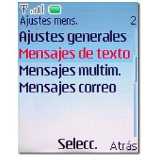 Vaya a Mensajes de texto y pulse la tecla de navegación.