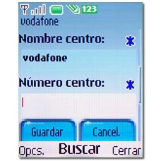 Vaya a Número centro y pulse Borrar en caso de que haya datos introducidos anteriormente.Introduzca +34607003110