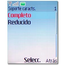 Elija Completo o Reducido y pulse la tecla de navegación.