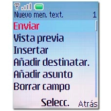 Vaya a Enviar y pulse la tecla de navegación.