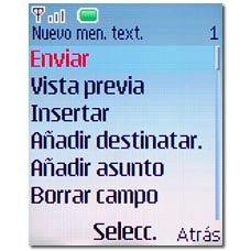 Vaya a Enviar y pulse la tecla de navegación.
