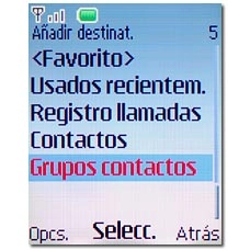 Vaya a Grupos contactos y pulse la tecla de navegación.
