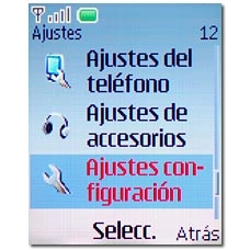 Vaya a Ajustes configuración y pulse la tecla de navegación.