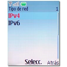 Elija IPv4 o IPv6 y pulse la tecla de navegación.