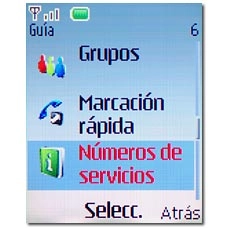 Vaya a Números de servicios y pulse la tecla de navegación.