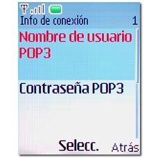 Vaya a Nombre de usuario POP3 y pulse la tecla de navegación.