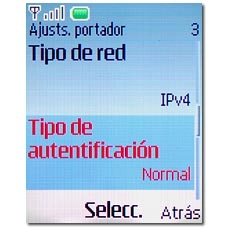 Vaya a Tipo de autentificación y pulse la tecla de navegación.