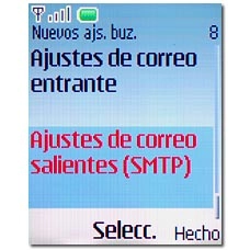 Vaya a Ajustes de correo salientes (SMTP) y pulse la tecla de navegación.