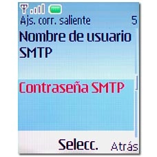 Vaya a Contraseña SMTP y pulse la tecla de navegación.