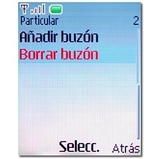Vaya a Borrar buzón y pulse la tecla de navegación.