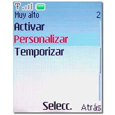 Vaya a Personalizar y pulse la tecla de navegación.