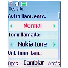 Elija uno de los siguientes ajustes:Aviso llam. entr., véase 3a.