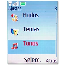Vaya a Tonos y pulse la tecla de navegación.
