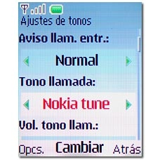 Vaya a Tono llamada y pulse la tecla de navegación.