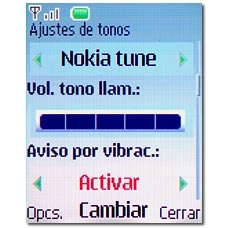 Vaya a Aviso por vibrac. y pulse la tecla de navegación.