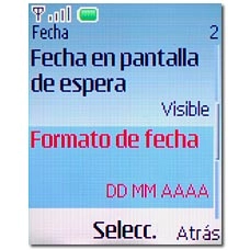 Vaya a Formato de fecha y pulse la tecla de navegación.