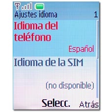 Vaya a Idioma del teléfono y pulse la tecla de navegación.