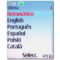 Elija el idioma deseado o Automático y pulse la tecla de navegación.