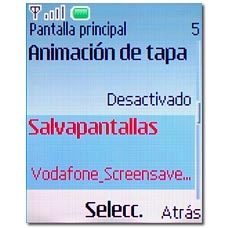 Vaya a Salvapantallas y pulse la tecla de navegación.