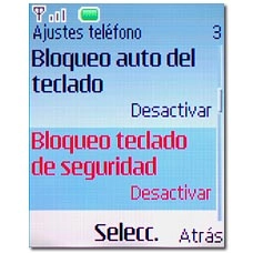 Vaya a Bloqueo teclado de seguridad y pulse la tecla de navegación.